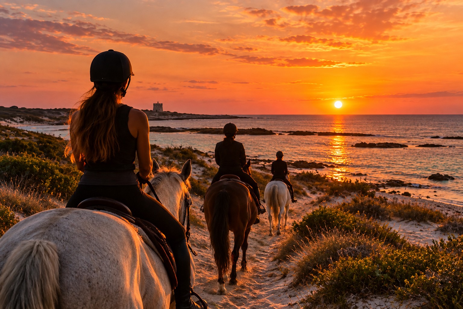 Passeggiata a cavallo al tramonto